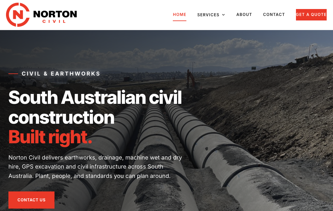 nortoncivil.com.au website